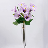 Buket Bunga Morning Glory Buatan 38cm, Bunga Terompet Sutra untuk Dekorasi Vas Pernikahan dan Rumah, Bundel Bunga Morning Glory Biru