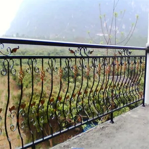 China steel fence customized wrought iron fence panels forged balcony grill fence wholesales