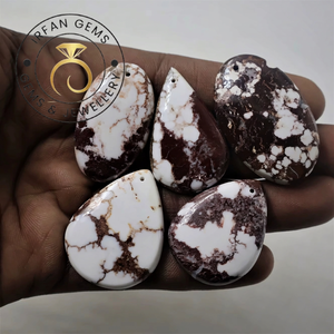 Lote de Piedras de Magnesita Jaspe Natural 100% de Caballo Salvaje, Sueltas, Pulidas, en Formas Ovaladas, Cojín, Pera y Cabujón, Marrón y Blanco, para Fabricación de Joyas - Product Image 2