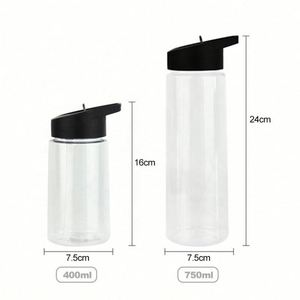 Bouteilles d'eau de sport en plastique sans BPA de 750 ml avec couvercles à paille rabattable et diverses couleurs disponibles en stock, logo personnalisé - Product Image 4