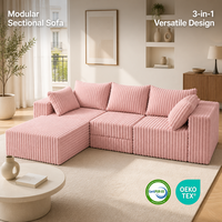 Canapé modulaire en forme de L moderne, tissu lavable, canapé nuage, mousse compressée haute densité, canapé-lit pour salon, idéal pour appartement