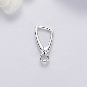 925 Sterling <span class=keywords><strong>Silver</strong></span> tam giác vuông hình bầu dục khóa với vòng lặp dưới vòng bảo lãnh mùa xuân Mặt dây chuyền vòng cổ Clasp cho đồ trang sức làm - Product Image 6