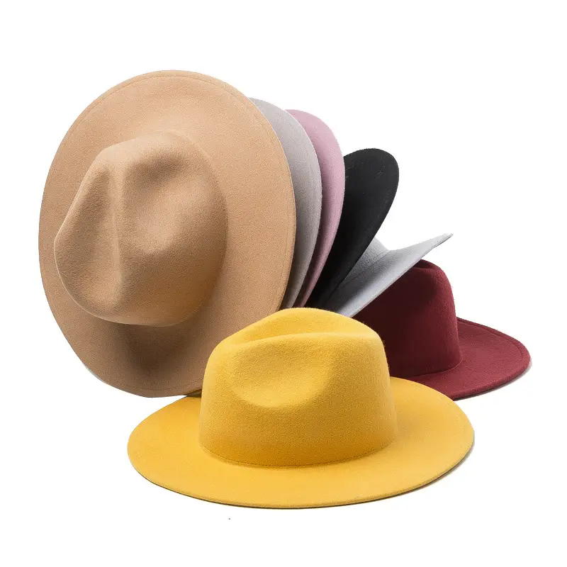 Topi Fedora Lebar Lebar Lebar Pabrikan Topi Felt Fedora Tertekan untuk Pria dan Wanita