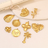 Étanche cocotier Rose étoile de mer conque sirène queue breloques en acier inoxydable vie marine pendentifs pour la fabrication de bijoux à bricoler soi-même