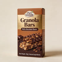 Emballage personnalisé pliable pour barres protéinées et granola, en papier alimentaire recyclable, taille/couleur/logo personnalisables pour nouilles