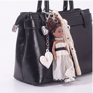 Breloque <span class=keywords><strong>de</strong></span> sac pour poupée <span class=keywords><strong>de</strong></span> mode, collier <span class=keywords><strong>de</strong></span> perles, robe en tulle, pendentif cœur, porte-clés à pompon en ruban, accessoire <span class=keywords><strong>de</strong></span> sac glamour - Product Image 5