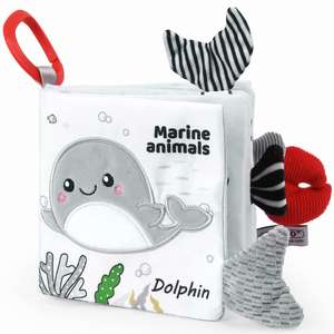 Livre en tissu froissé avec hochet et jouets sensoriels à toucher et à sentir, anneau de dentition doux pour bébés - Product Image 1