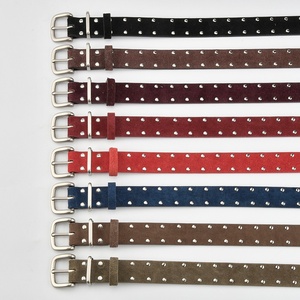 <span class=keywords><strong>Ceinture</strong></span> en cuir véritable fendu pour <span class=keywords><strong>femme</strong></span>, style vintage punk, avec boucle à rivets double rangée en alliage, pour jeans décoratifs – Vente en gros - Product Image 5