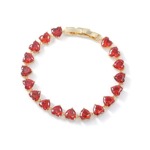 Heart Shape Zircon <b>Bracelet</b> For Women Gold <b>Red</b> Crystal Party Jewelry Fashion Accessory - Product Image 4