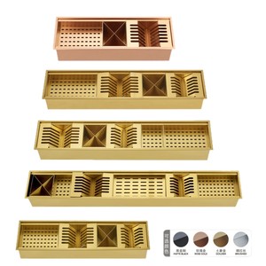 Égouttoir à vaisselle en acier inoxydable brossé doré fait main avec égouttoir encastré pour ustensiles et vaisselle - Product Image 4