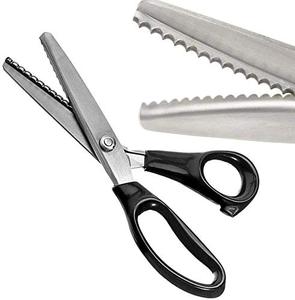 Ciseaux de tailleur DIY en acier inoxydable 2cr13 à dents triangulaires partiellement dentelées avec manche en alliage de zinc pour la coupe de tissus en dentelle - Product Image 1