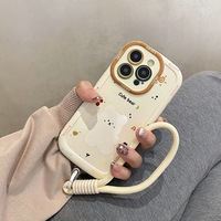 Dessin animé mignon ours TPU étui de téléphone portable pour iPhone 16 Pro Max 15 Plus 13 Mini 14-antichoc avec lanière incluse
