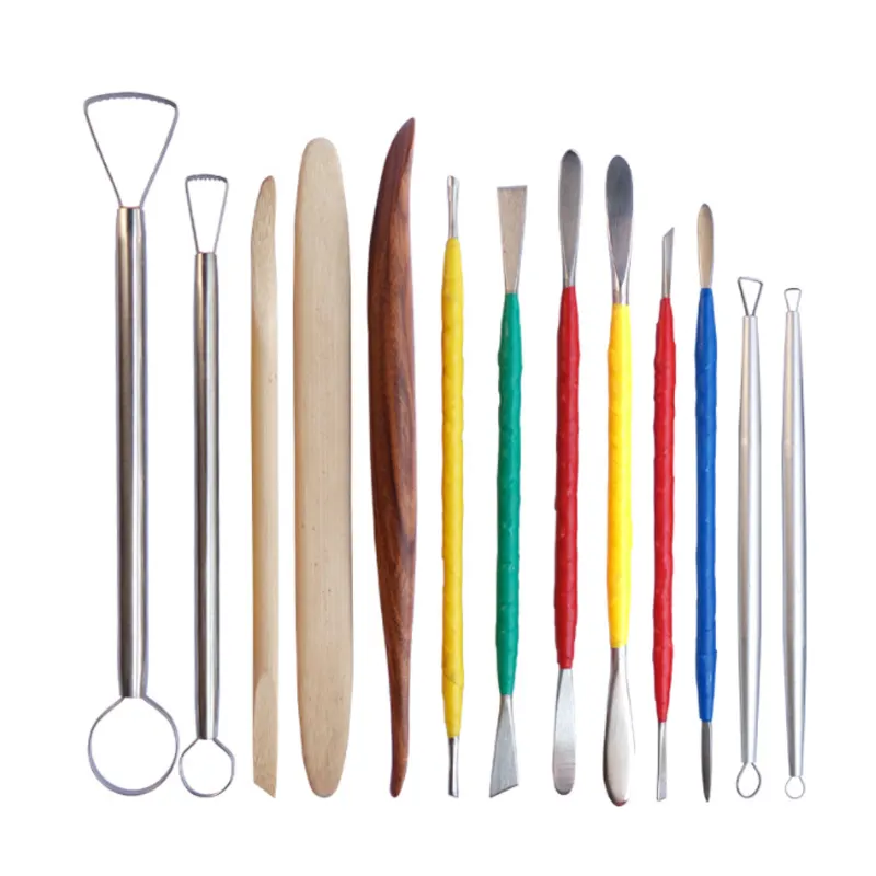 13 PCS Clay Sculpture Tool Set Stainless Steel Pottery Carving Tools Shapers Modeling Tools Wooden Sculpture Knife