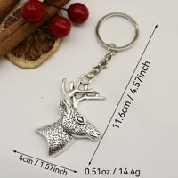Porte-clés Tête de Cerf à Cornes en Alliage de Zinc avec Chaîne pour Décoration de Cabane de Chasseur