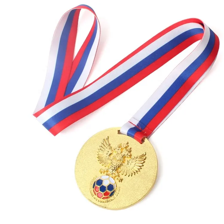 Medalla de trofeo bañada en oro 3D, Medalla deportiva de carreras, insignias, monedas, recuerdo de fútbol grabado en bronce