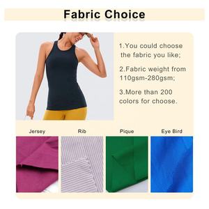 Hot Selling Custom 95% Polyester 5% Spandex Stretchy Slim Fit Yoga Fitness Halter Neck Jersey <b>Racer</b> Back <b>Tank</b> <b>Tops</b> Women - Product Image 2