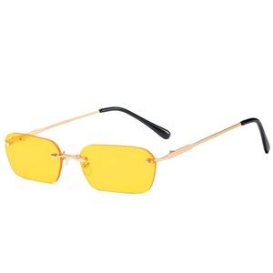 2024 <b>Trendy</b> Korean UV400 <b>Sunglasses</b> for Unisex Rectangle Frameless Luxury Alloy Eyewear with Ocean PC Logo Lenses 7 Colors - Product Image 6