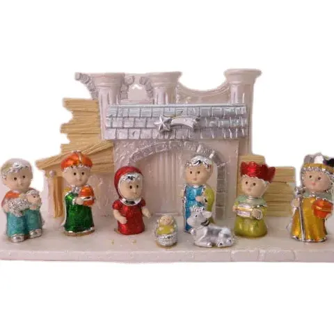 Kerstversiering Realistische Kerststal Scène Hars Jezus Geboorte Set Set Met Figuren Huis Voor Geschenk Bureautafel 9 Stuks/s