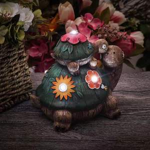 Lampe solaire en résine en forme de tortue, LED, décoration de jardin extérieure, résistante à l'eau, autoportante - Product Image 1