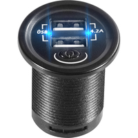 Chargeur de voiture double USB étanche en gros d'usine, prise 4.2A 12V 24V, adaptateur d'alimentation USB pour moto, voiture, camping-car, VTT, bateau