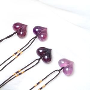 Pendentif en forme de cœur de pêche en fluorite de style bohème poli en gros, pierre de cristal de guérison naturelle pour la décoration de la maison et les cadeaux - Product Image 4