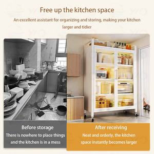 رف تخزين لتناول الطعام في المطبخ مقاوم للباب قابل للطي رف تخزين للخضروات والفواكه مع بابين - Product Image 6