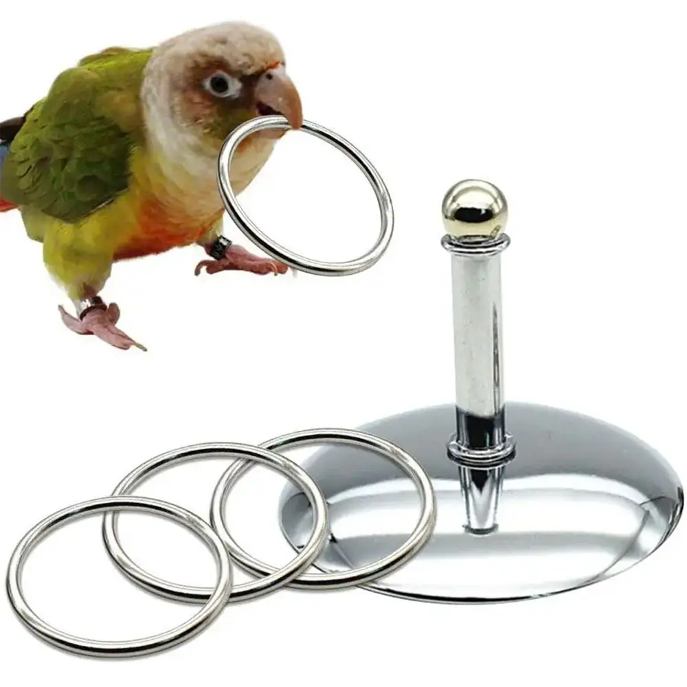 Vogelpapegaaien Interactieve Training Speelgoed Intelligentie Ontwikkeling Stapelen Metalen Ring Training Sets Vogels Levert Huisdieraccessoires