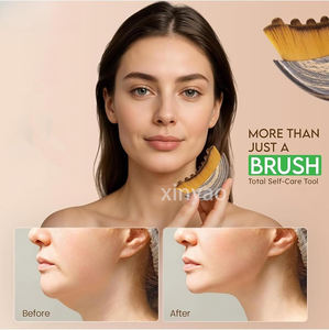 Gezichtsborstel met aangepast logo voor lymfatische contouren - Ergonomisch ontwerp voor nauwkeurige huiddrainage & massage, verlicht vermoeidheid, droge borstelbehandeling - Product Image 4