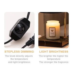 Lámpara Calentadora de Velas Eléctrica, Lámpara de Mesa para Dormitorio, de Madera y Mármol, con Interruptor de Brillo Ajustable y Regulador de Intensidad - Product Image 6