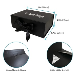 Caja de Regalo Plegable Magnética de Diseño Personalizado, Negra, Premium, de Alta Gama, con Cinta Personalizada - Product Image 4