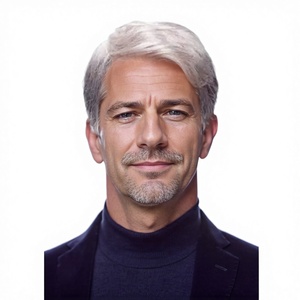 วิกผมผู้ชายสำหรับการค้าต่างประเทศข้ามพรมแดน รุ่นวัยกลางคนและผู้สูงอายุ สีเทา-ขาว แสกข้าง ผมสั้น รุ่น 1708 ไม่มีเชือกผูก แบบชิ้นเดียว - Product Image 1