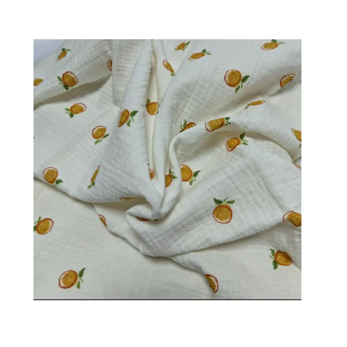 Bedruckte Blumen Musselin-Krunzelstoff für Windeldecken Pyjama-Band kleines MOQ 100 % Baumwolle doppelschicht-Gauze-Blasenstoff