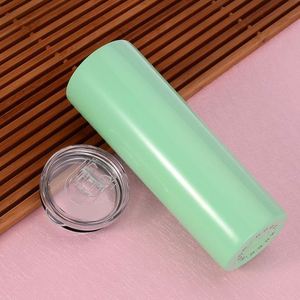 White Sublimation Blank Tumbler 20oz Skinny Stainless Steel Straight Mug with <b>Metal</b> <b>Straw</b> and Lid Included - Product Image 1