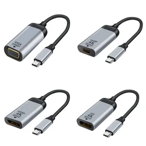 USB 3.1 Tipo C para Hdmi para Vga/DP/Gb/MDP Adaptador Plug Converter Projeção 4K/8k 60Hz USB C macho para vídeo HD feminino