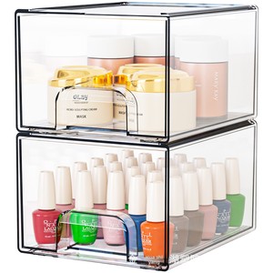 Kotak Penyimpanan Tipe Laci Transparan, Dapat Ditumpuk, dan Dapat Disesuaikan untuk Alat Tulis, Kopi, Kosmetik, dan Perlengkapan Meja - Product Image 5