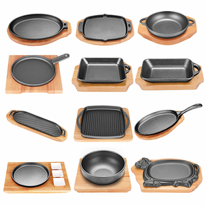 Ensemble d'assiettes à frire de fajita pré-assaisonnement, poêle à steak en fonte avec base, 8 pièces - Product Image 5
