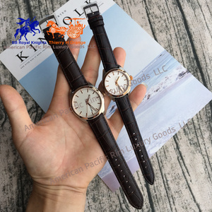 5A qualité haut de gamme luxe doux Couple trois broches montre à Quartz bracelet en acier inoxydable calendrier pointeur saphir cristal 30m - Product Image 1