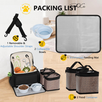 Sac de voyage pour chien et chat, approuvé par les compagnies aériennes, portable, imperméable, en polyester, organisateur, pour les voyages de week-end, 2 bols, 2 contenants pour aliments, pour l'alimentation
