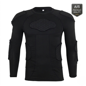 Chemise à manches longues rembourrée en nid d'abeille pour adulte, protection de la colonne vertébrale pour le football américain, chemise respirante en maille, armure corporelle, vêtements de sport - Product Image 1