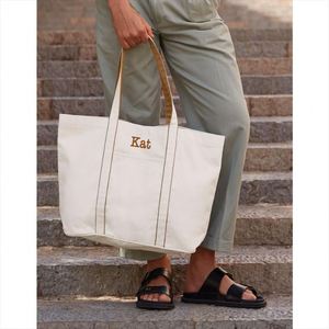 Keymay Women's Custom Embroidered Fashion Portable Large Capacity Cotton <b>Canvas</b> Tote Bag Magnetic Closure Summer Autumn - Product Image 4