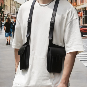 Bolso Doble Coreano para Hombre y Mujer, Nuevo Diseño Juvenil, Moda Casual, Bolso Cruzado de Piel Sintética, Color Puro, para Teléfono Móvil, Todas las Temporadas - Product Image 2