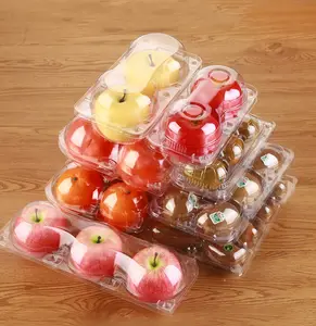 Venta al por mayor de plástico transparente manzana fresca kiwi caja de la concha embalaje contenedor de fruta transparente con agujeros