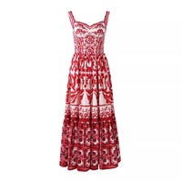 OUDINA Nouvelle robe longue plissée pour femmes, élégante, à imprimé floral, sans manches, en mélange coton-polyester, décontractée, vintage, grande taille