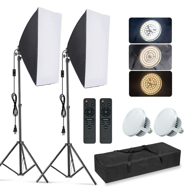Photography 50*70cm Softbox 2M Stand 85w Led Bulb Light LED Soft Box Studio Video Light Kit for Photo Live Streaming