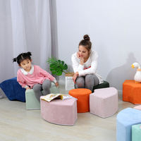 Juego de Sofás Educativos Modulares para Niños, 5 Piezas, de Espuma Sin Huesos, Suaves, Ecológicos, Ajustables, con Diseño de Flores y Círculos, para la Escuela