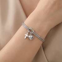 Bracelet ajustable en acier inoxydable 316 avec chaîne serpent, breloque cœur vierge personnalisable, bijoux plaqués or 18 carats PVD pour femme