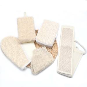 Spugne da bagno in cotone ramietto naturale esfoliante set di guanti da doccia - Product Image 6