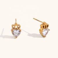 Anting-anting tusuk bermotif bunga dan mata kuda, berlapis emas, dari baja anti karat dan zircon, merek Dingran Elegant Ladies Jewelry