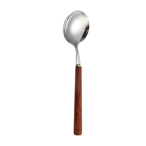 Ensemble de couteau, fourchette et cuillère en acier inoxydable 304 avec manche en bois de rose, vaisselle occidentale résistante à la rouille, pour usage en restauration - Product Image 5