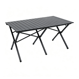 Portable Folding Camping <b>Table</b>, Black <b>Foldable</b> <b>Outdoor</b> <b>Table</b> with Aluminum Legs for Picnic Beach Fishing - Product Image 1